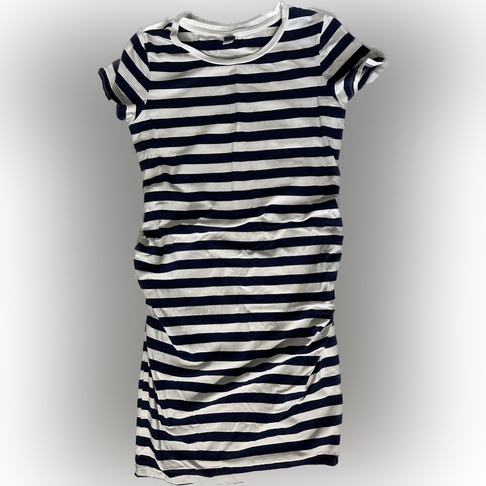 Maternity Old Navy Dress Blue White Stripes